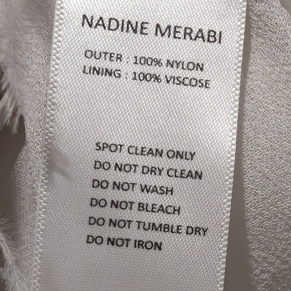 NWT Nadine Merabi Christy Silver White Beaded Sequin Crystal Feather Dress S/M/6 - Picture 4 of 16